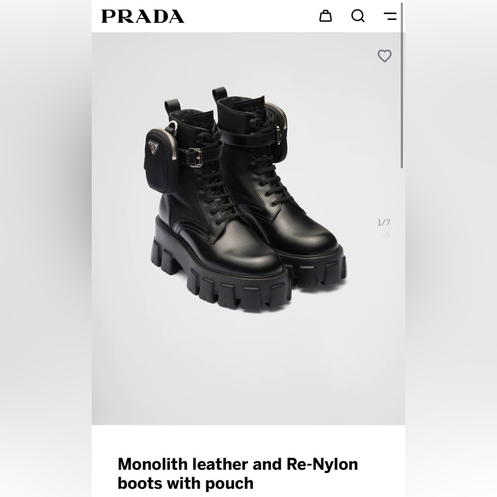 Prada Monolith leather and Re-Nylon boots with pouch